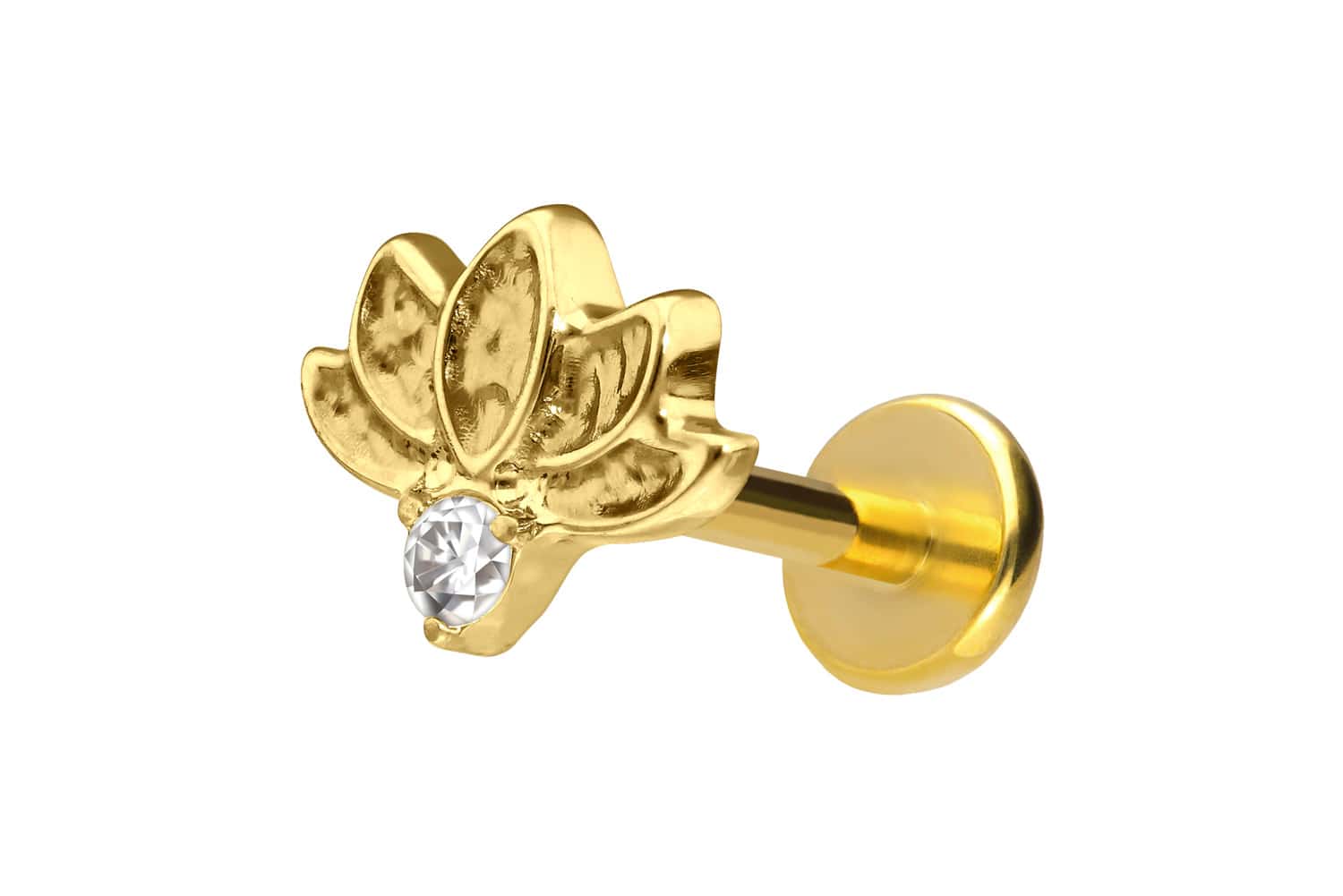 Titan Labret Piercing mit Push Fit LOTUSBLÜTE